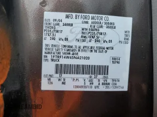2005 Ford F-150 XL with VIN 1FTRF14W45NA21020, listed as a Copart auction lot 45088545 with 0 mi miles and Salvage Title. Bid and sale history available at carsss.com. Image 12.