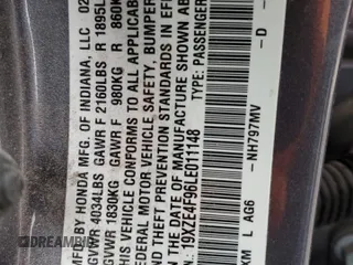 2020 Honda Insight Touring with VIN 19XZE4F96LE011148, listed as a Copart auction lot 83829734 with 64,488 mi miles and Salvage Title. Bid and sale history available at carsss.com. Image 13.