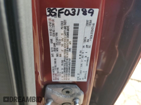 2014 Ford Escape SE with VIN 1FMCU0G96EUB27157, listed as a Copart auction lot 53883085 with 149,262 mi miles and Clean Title. Bid and sale history available at carsss.com. Image 13.