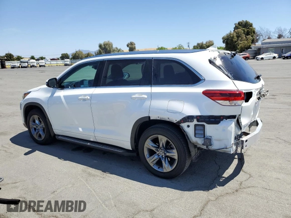2018 Toyota Highlander Limited с VIN 5TDDZRFH5JS852061, выставлен на аукционе Copart как лот 62723315 с пробегом 52 496 миль миль и Списание • Salvage title. История ставок и продаж доступна на DreamBid. Изображение 2.