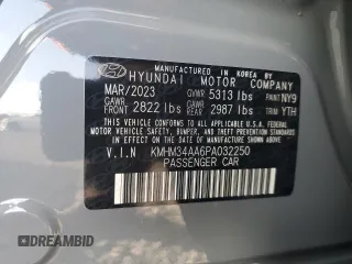2023 Hyundai IONIQ 6 SEL with VIN KMHM34AA6PA032250, listed as a Copart auction lot 85628954 with 13,699 mi miles and Salvage Title. Bid and sale history available at carsss.com. Image 12.