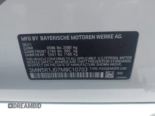 2021 BMW 3 Series 330i with VIN 3MW5R1J07M8C10703, listed as a IAAI auction lot 42272574 with 49,123 mi miles and . Bid and sale history available at DreamBid. Image 9.