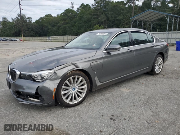 2018 BMW 7 Series 740e xDrive iPerformance with VIN WBA7J2C51JG938383, listed as a Copart auction lot 74255964 with 0 mi miles and Salvage Title. Bid and sale history available at carsss.com. Image 1.