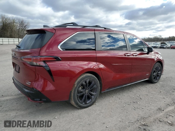 2021 Toyota Sienna XSE with VIN 5TDDRKEC6MS030354, listed as a Copart auction lot 49727165 with 106,988 mi miles and Salvage Title. Bid and sale history available at DreamBid. Image 3.