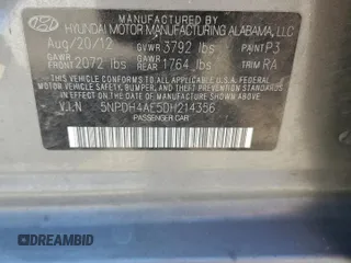 2013 Hyundai Elantra Limited с VIN 5NPDH4AE5DH214356, выставлен на аукционе Copart как лот 59030685 с пробегом 289 693 миль миль и Чистый • Clean title. История ставок и продаж доступна на DreamBid. Изображение 12.