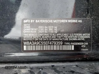 2014 BMW 3 Series 335i with VIN WBA3A9C55EF479359, listed as a Copart auction lot 48224715 with 98,747 mi miles and Salvage Title. Bid and sale history available at carsss.com. Image 14.