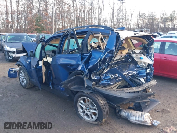 2005 BMW X3 2.5i with VIN WBXPA734X5WC51220, listed as a IAAI auction lot 41069508 with 1 mi miles. Bid and sale history available at carsss.com. Image 3.