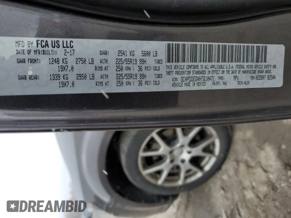 2017 Dodge Journey GT with VIN 3C4PDDEGXHT610471, listed as a Copart auction lot 50616765 with 92,794 mi miles and Salvage Title. Bid and sale history available at DreamBid. Image 14.