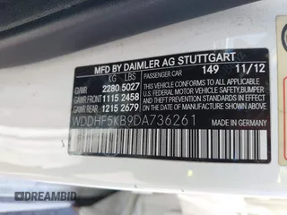 2013 Mercedes-Benz E 350 Luxury with VIN WDDHF5KB9DA736261, listed as a IAAI auction lot 42046251 with 206,787 mi miles and . Bid and sale history available at DreamBid. Image 9.