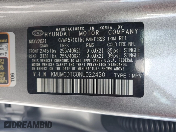 2022 Genesis GV70 Sport with VIN KMUMCDTC8NU022430, listed as a Copart auction lot 42189715 with 8,291 mi miles and Salvage title. Bid and sale history available at DreamBid. Image 13.