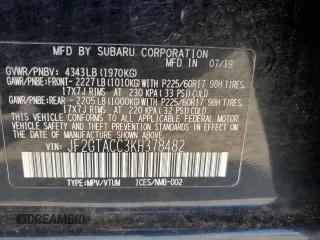 2019 Subaru Crosstrek Premium с VIN JF2GTACC3KH378482, выставлен на аукционе Copart как лот 58366965 с пробегом 74 616 миль миль и Списание • Salvage title. История ставок и продаж доступна на DreamBid. Изображение 12.