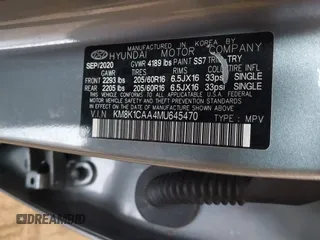 2021 Hyundai Kona SE z VIN KM8K1CAA4MU645470, wystawiony jako IAAI lot #41727340 z przebiegiem 71 932 mil mil oraz . Historia ofert i sprzedaży dostępna na DreamBid. Obrazek 9.