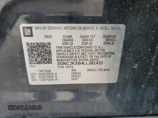 2020 Chevrolet Trax LS with VIN 3GNCJKSB4LL281433, listed as a Copart auction lot 52022395 with 119,328 mi miles and Clean Title. Bid and sale history available at carsss.com. Image 13.