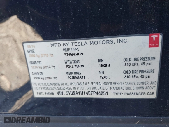 2014 Tesla Model S 60 с VIN 5YJSA1H14EFP44251, выставлен на аукционе IAAI как лот 42267250 с пробегом 60 560 миль миль и . История ставок и продаж доступна на DreamBid. Изображение 9.