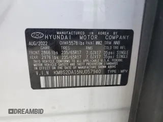 2022 Hyundai Santa Fe Hybrid Blue with VIN KM8S2DA15NU057940, listed as a Copart auction lot 61291384 with 30,891 mi miles and Salvage Title. Bid and sale history available at carsss.com. Image 14.