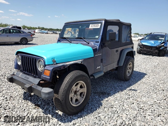 1997 Jeep Wrangler SE with VIN 1J4FY29P2VP446786, listed as a Copart auction lot 52295305 with 0 mi miles and Salvage Title. Bid and sale history available at carsss.com. Image 1.