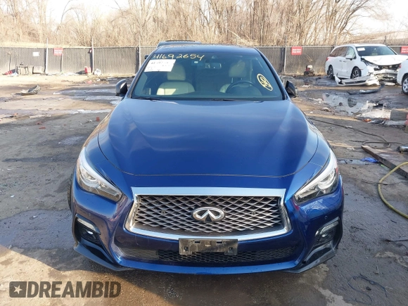 2020 Infiniti Q50 Red Sport 400 with VIN JN1FV7AR8LM660255, listed as a IAAI auction lot 41692654 with 64,773 mi miles and . Bid and sale history available at carsss.com. Image 13.