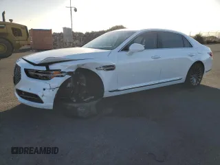 2020 Genesis G90 3.3T Premium with VIN KMTF34PA7LU081276, listed as a Copart auction lot 42258315 with 22,350 mi miles and Salvage Title. Bid and sale history available at carsss.com. Image 1.