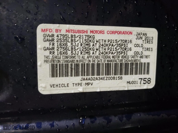 2014 Mitsubishi Outlander ES with VIN JA4AD2A34EZ008158, listed as a Copart auction lot 44355925 with 107,900 mi miles and Salvage Title. Bid and sale history available at carsss.com. Image 12.