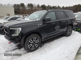 2023 GMC Yukon AT4 with VIN 1GKS2CKDXPR212872, listed as a Copart auction lot 43956265 with 74,656 mi miles and Salvage Title. Bid and sale history available at carsss.com. Image 1.