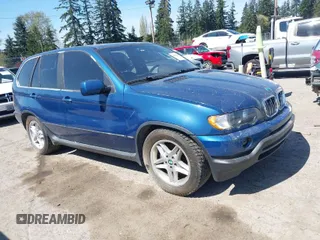 2001 BMW X5 4.4i with VIN WBAFB33521LH13219, listed as a IAAI auction lot 42029117 with 163,058 mi miles. Bid and sale history available at carsss.com. Image 1.
