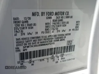 2021 Ford Mustang Mach-E Premium с VIN 3FMTK3SU0MMA07215, выставлен на аукционе Copart как лот 58177655 с пробегом 71 782 миль миль и Списание • Salvage title. История ставок и продаж доступна на DreamBid. Изображение 13.