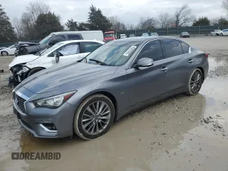 2019 Infiniti Q50 3.0t LUXE with VIN JN1EV7AR8KM551966, listed as a Copart auction lot 43076595 with 64,815 mi miles and Salvage Title. Bid and sale history available at carsss.com. Image 1.