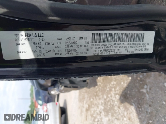 2015 Jeep Patriot High Altitude with VIN 1C4NJRFB9FD272192, listed as a IAAI auction lot 42621871 with 126,319 mi miles and . Bid and sale history available at DreamBid. Image 9.