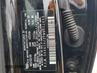 2021 Kia K5 LXS with VIN 5XXG14J27MG052653, listed as a Copart auction lot 52612085 with 69,939 mi miles and Salvage Title. Bid and sale history available at carsss.com. Image 13.