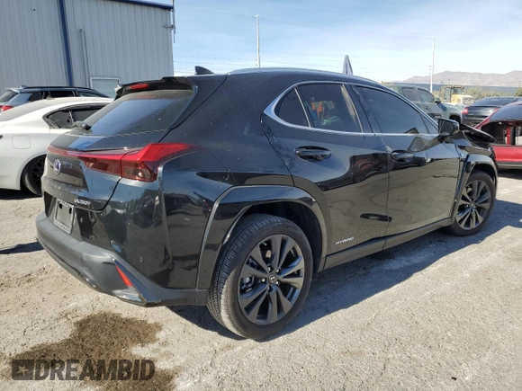 2022 Lexus UX 250h F Sport with VIN JTHE9JBH8N2055567, listed as a Copart auction lot 80708554 with 34,161 mi miles and Salvage Title. Bid and sale history available at DreamBid. Image 3.