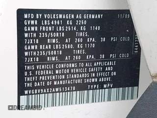 2010 Volkswagen Tiguan with VIN WVGBV9AX2AW513478, listed as a IAAI auction lot 42607466 with 63,780 mi miles and . Bid and sale history available at DreamBid. Image 9.