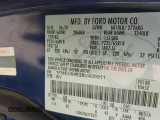 2008 Ford Explorer Eddie Bauer with VIN 1FMEU64E28UA00911, listed as a IAAI auction lot 42187858 with 187,368 mi miles. Bid and sale history available at carsss.com. Image 9.