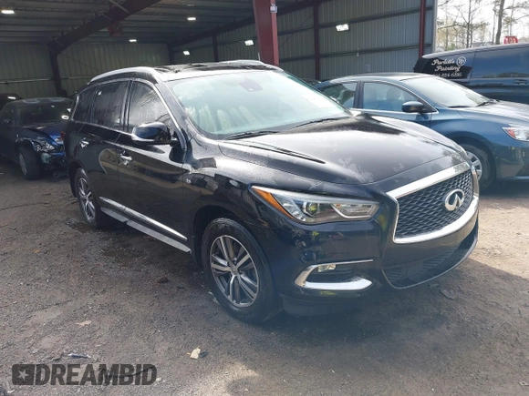 2019 Infiniti QX60 PURE with VIN 5N1DL0MM4KC554662, listed as a IAAI auction lot 41851642 with 166,390 mi miles. Bid and sale history available at carsss.com. Image 1.