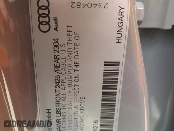 2018 Audi RS 3 z VIN WUABWGFF0J1908216, wystawiony jako Copart lot #46497824 z przebiegiem 36 020 mil mil oraz . Historia ofert i sprzedaży dostępna na DreamBid. Obrazek 12.