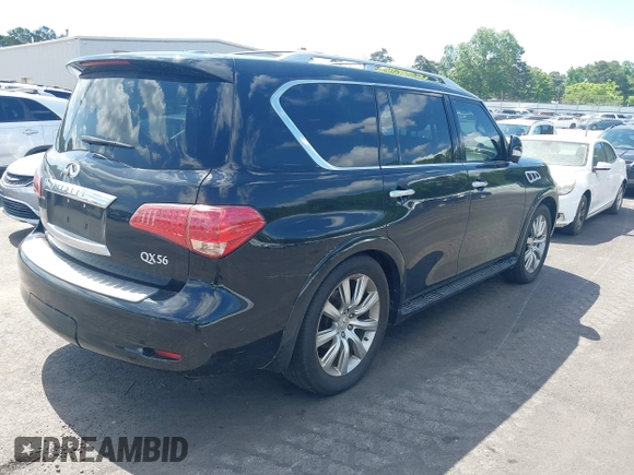 2012 Infiniti QX56 8-passenger with VIN JN8AZ2NC9C9315442, listed as a IAAI auction lot 42330752 with 167,026 mi miles and . Bid and sale history available at DreamBid. Image 4.