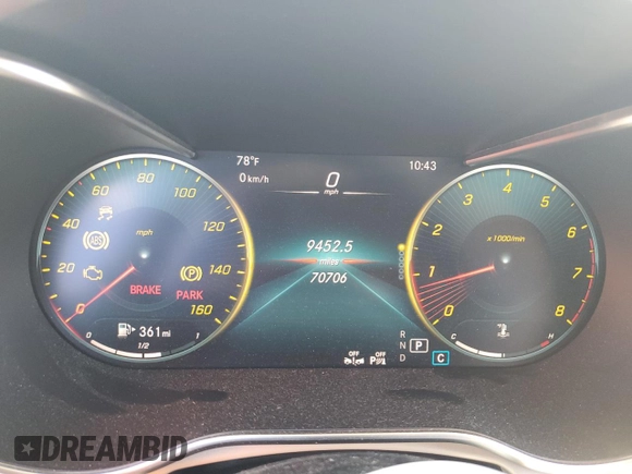 2021 Mercedes-Benz GLC 300 with VIN W1N0G8EB1MF869447, listed as a Copart auction lot 58706025 with 70,706 mi miles and Salvage title. Bid and sale history available at DreamBid. Image 9.