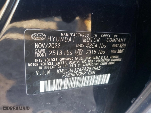2023 Hyundai Sonata Limited with VIN KMHL34J24PA287645, listed as a Copart auction lot 43392025 with 36,090 mi miles and Salvage Title. Bid and sale history available at carsss.com. Image 15.