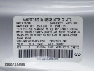 2018 Infiniti Q60 Sport with VIN JN1EV7EK9JM343350, listed as a IAAI auction lot 42452847 with Not provided miles and . Bid and sale history available at DreamBid. Image 9.