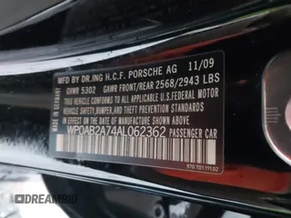 2010 Porsche Panamera S with VIN WP0AB2A74AL062362, listed as a IAAI auction lot 41752139 with 86,874 mi miles and . Bid and sale history available at DreamBid. Image 9.
