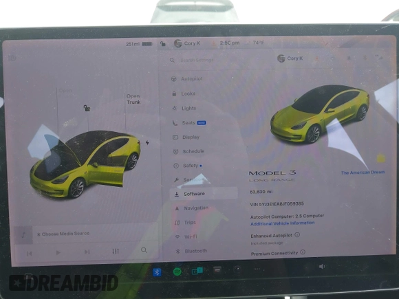 2018 Tesla Model 3 Long Range Battery with VIN 5YJ3E1EA8JF059385, listed as a IAAI auction lot 42116589 with 63,630 mi miles and . Bid and sale history available at DreamBid. Image 19.