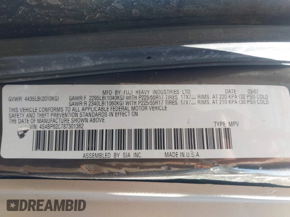 2008 Subaru Outback Limited с VIN 4S4BP62C787301362, выставлен на аукционе IAAI как лот 42473801 с пробегом 173 866 миль миль и . История ставок и продаж доступна на DreamBid. Изображение 9.