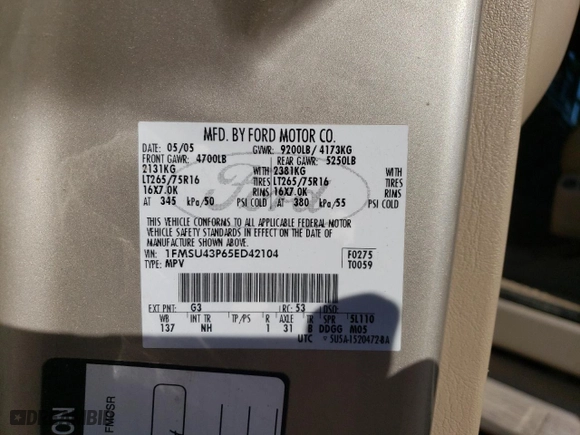 2005 Ford Excursion Limited with VIN 1FMSU43P65ED42104, listed as a Copart auction lot 77816234 with 210,643 mi miles and Clean Title. Bid and sale history available at carsss.com. Image 13.