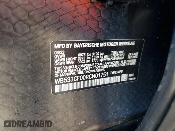 2024 BMW iX M60 z VIN WB533CF00RCN01751, wystawiony jako Copart lot #74145244 z przebiegiem 21 347 mil mil oraz Szkoda całkowita • Salvage title. Historia ofert i sprzedaży dostępna na DreamBid. Obrazek 14.