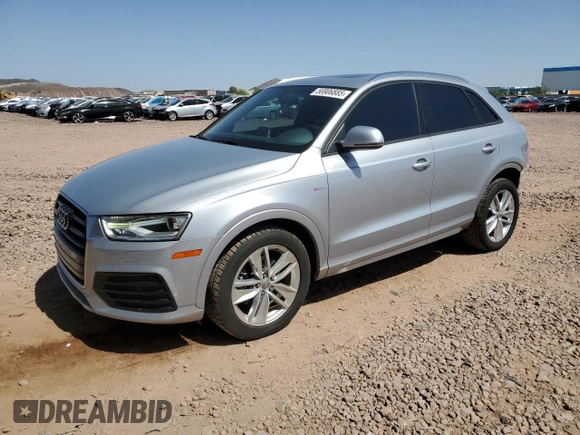 2018 Audi Q3 Premium with VIN WA1ECCFS0JR004256, listed as a Copart auction lot 56906885 with 66,581 mi miles and Salvage title. Bid and sale history available at DreamBid. Image 1.