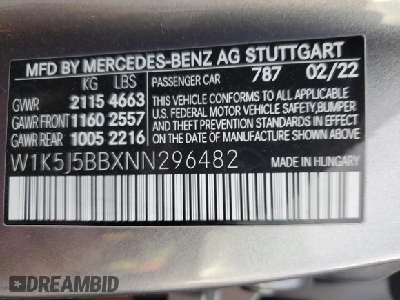 2022 Mercedes-Benz CLA 35 AMG with VIN W1K5J5BBXNN296482, listed as a Copart auction lot 78531904 with 17,786 mi miles and Salvage Title. Bid and sale history available at DreamBid. Image 13.