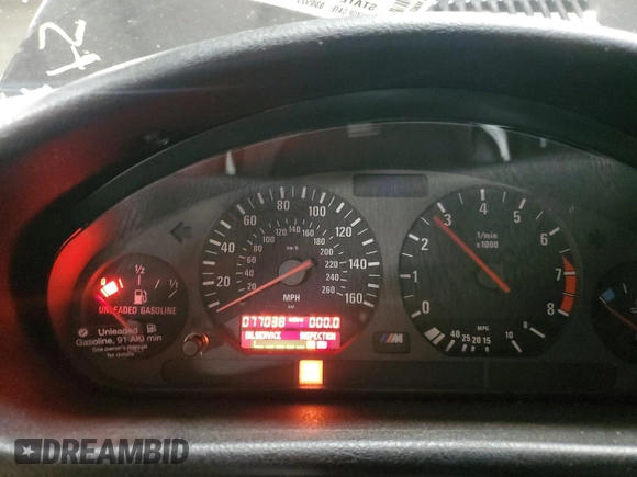 1998 BMW 3 Series M3 with VIN WBSBG9327WEY77787, listed as a Copart auction lot 47663745 with 77,038 mi miles and Salvage Title. Bid and sale history available at carsss.com. Image 9.