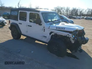 2021 Jeep Wrangler Unlimited Sport S with VIN 1C4HJXDG5MW697149, listed as a IAAI auction lot 41642386 with 71,253 mi miles. Bid and sale history available at carsss.com. Image 1.