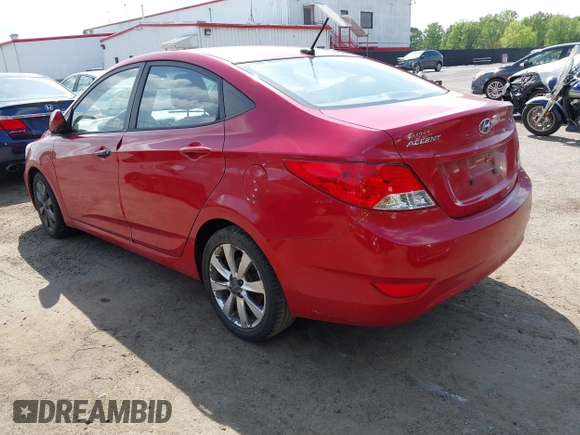 2012 Hyundai Accent GLS with VIN KMHCU4AE3CU210782, listed as a IAAI auction lot 42159648 with 113,327 mi miles. Bid and sale history available at carsss.com. Image 3.