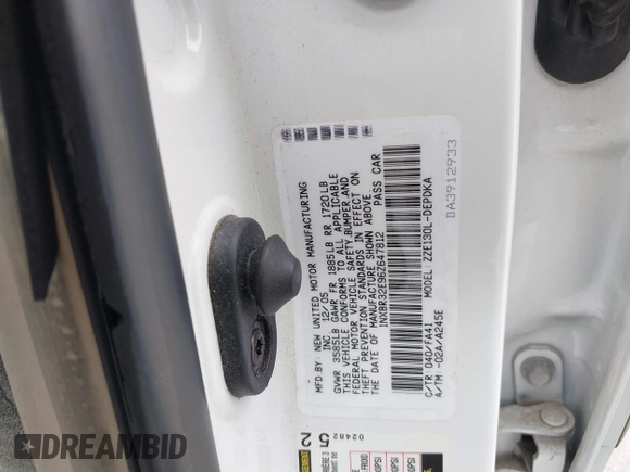 2006 Toyota Corolla CE with VIN 1NXBR32E96Z647812, listed as a IAAI auction lot 42239444 with 37,935 mi miles and . Bid and sale history available at DreamBid. Image 9.