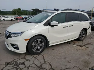 2018 Honda Odyssey Touring z VIN 5FNRL6H86JB034202, wystawiony jako Copart lot #65132674 z przebiegiem 103 950 mil mil oraz Szkoda całkowita • Salvage title. Historia ofert i sprzedaży dostępna na DreamBid. Obrazek 1.